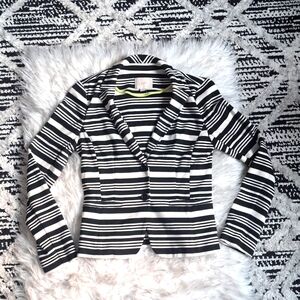 Ann Taylor LOFT black and white striped jersey blazer size XS